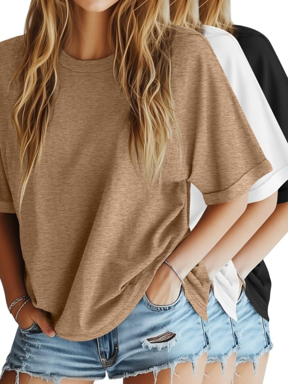 3 Pack Womens Oversized T Shirts